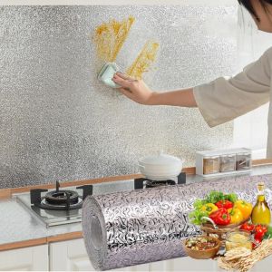 Giấy bạc dán bếp cách nhiệt Cuộn decal dán tường nhà bếp chống thấm bền đẹp (2mx40cm 2mx60cm)-HAUSE
