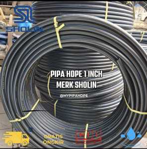 Pipa HDPE Selang Hitam Ukuran 1 INCH Merek SHOLIN PIPE 32MM PN10 1 Roll 100 Meter