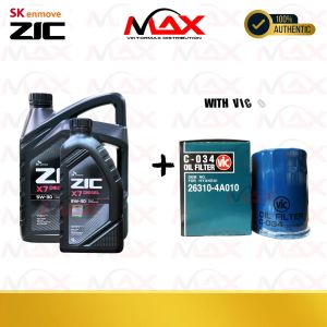 SK-ZIC 7 Liters X7 5W-30 with C-034 Vic (FL-034 Fleetmax) Oil Fully Synthetic Filter Change Oil Bundle