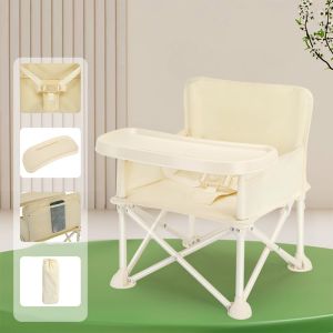 PROTRU With Safty Belt Baby Foldable Chair Comfortable Feeding Childrens Folding Chair Ins Style Household Baby Dining Seat for Toddler