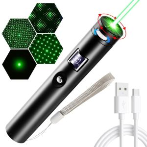 Y7RAN7 Portable Green Pointer Digital Display USB Rechargeable Demonstration Pen High-quality Visible Focus Mini Flashlight Teaching Demonstration