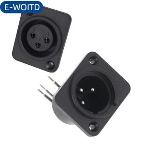 E-WOITD 2 10 cái nam cắm thẳng thiết bị đầu cuối bảng điều khiển gắn kết nối 3 pin nữ Jack Bảng điều chỉnh gắn kết Đen XLR kết nối