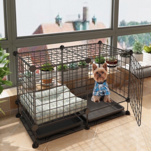 [HCM] < tặng dây rút >Combo chuồng Chó 2 ô  có Mái Che - đa dạng màu sắc  nhiều kích thước  phù hợp nuôi chó  mèo  thú cưng nhỏ ( bao gồm đầy đủ dụng cụ lắp  khay vệ sinh)