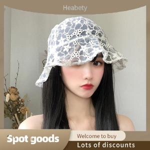 Heabety Fashion Sweet Cute Lace Hat Hollow Flower Bucket Hat Fashion Women Fisherman Hat Breathable Sunshade Sunscreen Hat