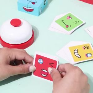 Face changing expression and Word Spelling Rubik cube building block puzzle with bell parent-child fun game