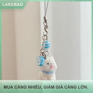 【LAKEBAO】 Dễ thương ngọt ngào đổ xô Puppy Samoyed Dog chuỗi điện thoại dây buộc CCD máy ảnh quyến rũ phụ kiện nữ tính Keychain Mặt dây chuyền túi đồ trang trí quà tặng