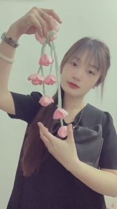 Dây buộc tóc scrunchie chuỗi hoa linh lan voan tơ ánh kim chun cột tóc nơ hoa lụa mềm