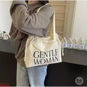 Tas Jinjing bahu Kanvas Wanita Model Serut Stylish Simple Import – Muat Banyak & Ringan