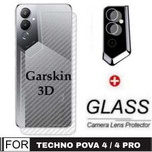 PROMO PAKET 2 INC 1 Garskin Carbon TECNO POVA 5 / POVA 5 PRO / POVA 4 / POVA 4 PRO / POVA NEO 2 / POVA 3 2022 Fingerprint Skin Back 3D Film Violette Design PENGIRIMAN CEPAT