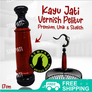SEMPATI Pion Kayu Pendek Sangkar Pleci Pion Sangkar Kandang Burung Pleci Helopet Tinggi 17 cm Aksesoris Gantungan Sangkar Kandang Bulat Burung Pleci Ciblek