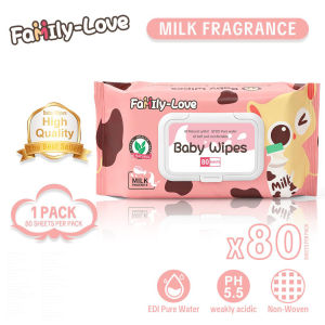 Milk Scent Baby Wipes 80 Sheets Baby Wet Wipes with Lid Soft & Moist Wet Wipes for Baby | Family-Love