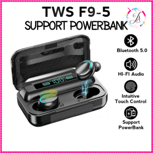 JA  F9-5 TWS HEADSET BLUETOOTH GAMING NIRKABEL POWERBANK INCLUDED