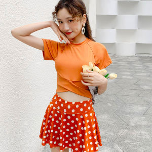 IELGY college style split slim skirt hot spring resort swimsuit womens two-piece set