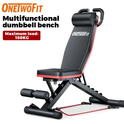 OneTwoFit Fitness Bench Dumbbell Bench Foldable Multifunctional Dumbbell Bench Fitness Sit Up Bench Exercise Equipment Adjustable Weight Bench Weight 150kg
