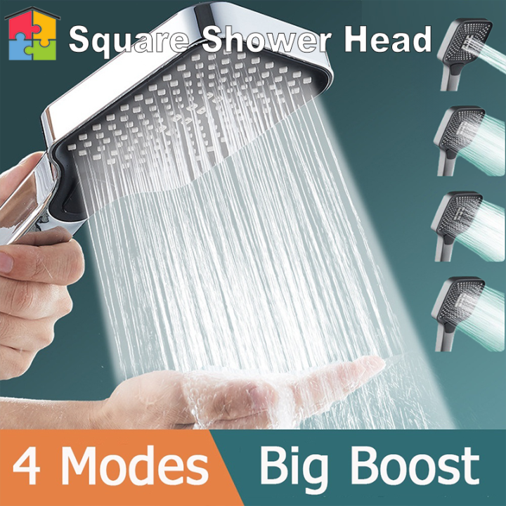 【SG】4 Modes Pressurized Shower Head Bathroom Showerhead Set Large Panel
