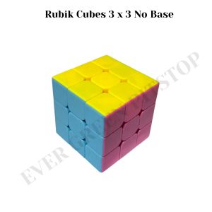 Rubik Cubes 3 x 3 Rubic Cube No Base / TIdak Ada Dasar 6 Warna Magic Cube 3x3 Permainan Anak Asah Otak Matematika Kubus Warna Licin Speed Motion Cepat Warna Pastel Lucu