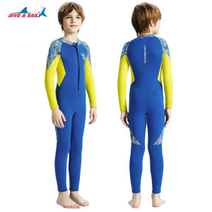 ชุดว่ายน้ำเด็กชาย เก็บอุณหภูมิ 2.5MM BN-Tน้ำเงิน-เหลือง ยาว