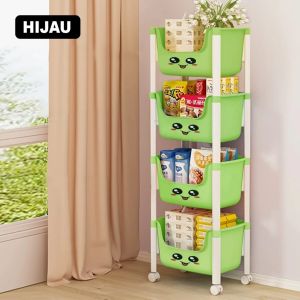 Rak Serbaguna Tempat Penyimpanan Mainan Anak 4 Susun Rak Gemes dengan 4 Roda / Rak Buku / Rak Dapur