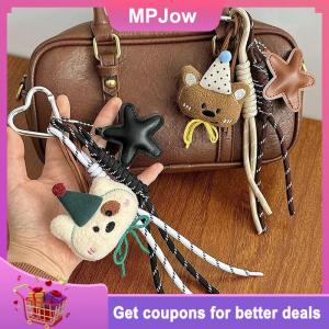 【MPJow】 Cute Plush Bear Bag Pendant Lovely Stuffed Animal Keyring Climbing Rope Keychain For Girls Backpack Hanging Decoration