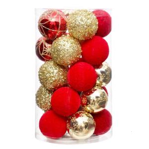 25Pieces Delicate Christmas Balls Ornament Set Hand Painted Festival Gold Baubles Decorations for Holiday Tree