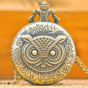 New Mens Anime Retro Pocket Watch  Owl Quartz Pendant Watch  Fashion Accessories Childrens Holiday Gifts