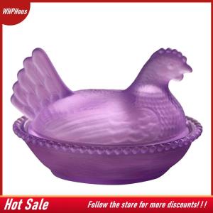 【COD】🔥🔥🔥 Plastic Candy Dish With Lid Hen-Shaped Chicken Fruit Bowl Dessert Snacks Plate Retro Bowl Jar For Home Office Tabletop Decor