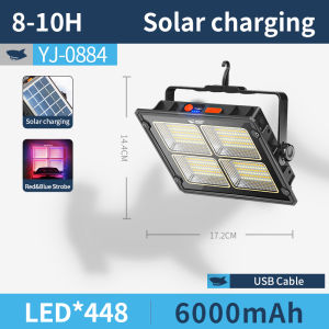 SMILING SHARK LED Rechargeable Camping Light Solar Energy Emergency Light 180°Rotating Brackets 4Mode Type-c Waterproof Outdoor Lighting YJ0884