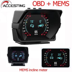 2022 New Car On-board Computer HUD OBD Smart Gauge MEMS G-FORCE G-P-S Speedometer Intelligent Inclinometer Security Alarm System Water & Oil & Transmission Oil temp Overspeed RPM Turbo Boost Pressure