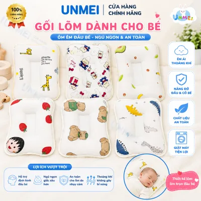 Gối Lõm Đệm Bông Unmei Dành Cho Bé Và Trẻ Em - Hàng Mềm Êm Ả Cho Bé Khi Nằm (Dành Cho Bé Trên 6 Tháng)