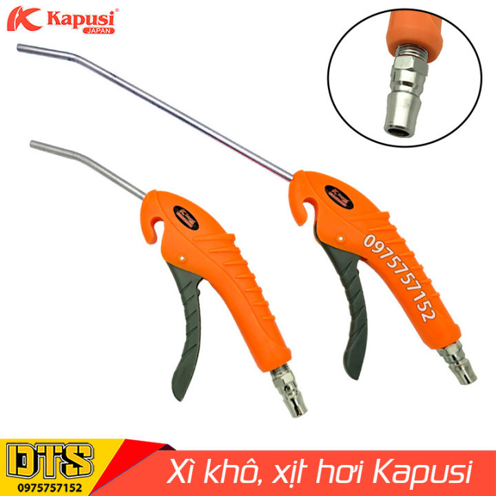Súng xịt hơi, dụng cụ xì khô mỏ cong Nhật Kapusi, nối nhanh chuôi PP20 phù hợp dây máy nén khí, máy bơm hơi, dụng cụ xịt bụi, xịt nước sau khi rửa xe, vệ sinh ô tô, xe máy