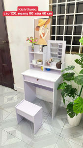 combo bàn kèm ghế trang điểm màu trắng sang trong hiện đai BTD-125