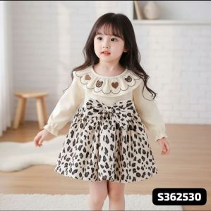 Dreas Anak Perempuan Motif Leopard Usia 0-4 Tahun Pakaian Anak Wanita Model Terbaru