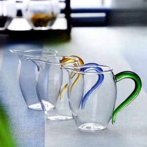 HJKL หนาขึ้น แก้วยุติธรรมถ้วย โปร่งใสโปร่งใส ใหญ่มากๆ เครื่องจ่ายชา ภาชนะสำหรับดื่ม พร้อมที่จับ ถ้วยชาถ้วยชา ที่กรองชา