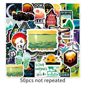 50/52PCS Outdoor Scenery Personalized Cartoon Sticker Luggage Laptop Water Bottle Decoration Waterproof Label