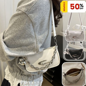 Belfoyer 【COD】กระเป๋าไหล่โซ่ของผู้หญิง กระเป๋ามือดาวนิมินัมลิสต์เฉพาะ กระเป๋าแขนพร้อมจี้，สายรัดไหล่ 2 สายฟรี