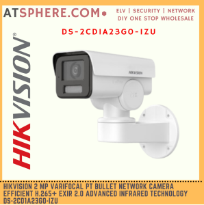 Hikvision 2MP 2 Megapixel Motorized Varifocal IP6 PT Bullet IP Network CCTV Camera H.265+ 50m Micro SD DS-2CD1A23G0-IZU
