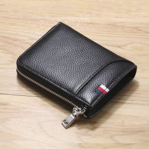Royal Bagger Short Wallet Purse For Men Genuine Cow Leather Rfid Fashion Cool Clutch Bag Retro Multi-Card Position Casual Card Clip