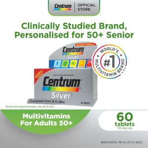 CENTRUM Silver Multivitamin Supplement For Seniors 50+ Energy Immunity Skin Heart Brain Eyes Bones