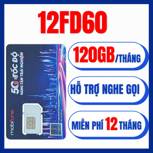 Sim 4G Mobifone 12FD60 Miễn Phí Truy cập Data 12 Tháng Không Cần Nạp Tiền Dùng 4GB/Ngày Full Tốc Độ Cao Không Nạp Tiền | FREESHIP - CHƯA KÍCH HOẠT