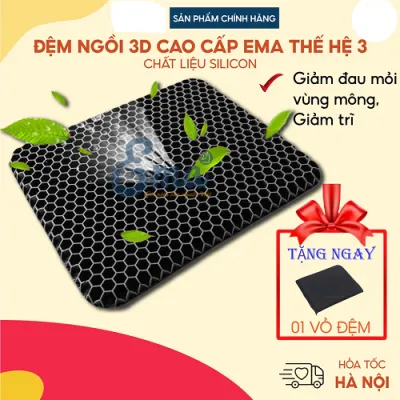 ( MẪU MỚI CAO CẤP 2023 ) Đệm ngồi lót mông 3D Silicon thoáng khí thế hệ thứ 3 màu đen chống đau xương cụt chống trĩ chống thâm mông ê mông......
