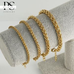 Chunky 18K Gold Curb Cuban Link Chain Bracelet for Men Women Boys Boss 3mm 4mm 5mm 6mm