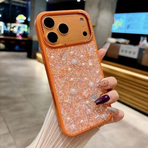 Ốp điện thoại đính kim cương lấp lánh sang trọng cho iPhone Air 16 15 14 13 17 18 Pro Max đính ngọc trai và đá pha lê tự làm quà tặng xinh xắn nữ tính