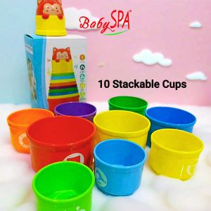 ♥♥♥ 𝐒𝐆 𝐒𝐞𝐥𝐥𝐞𝐫 BabySPA Rainbow Light-Up Stackable Cups Water Play