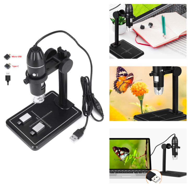 Professional 3 In 1 USB Digital Microscope 1600X 8 LEDs 2MP Electronic