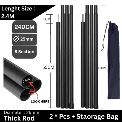 Camping Adjustable Pole Heavy Duty Aluminium Tent Pole Rod Flysheet Tarp Poles Outdoor Camping Tent pole Batang Tiang Flysheet Camping 露营天幕杆