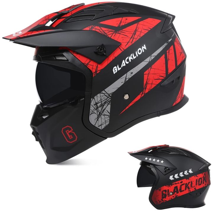 Genuine BLD Streetfighter Full Motocross Helmet Detachable Chin Fashion