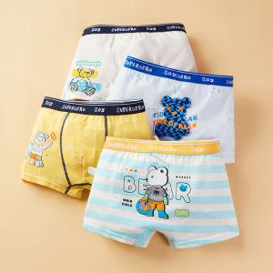 KUCHAR 4 chiếc Quần lót cho bé trai bông loại A mô hình hoạt hình dễ thương quần lót ống rộng kháng khuẩn Quần Lót Cho Bé 2-14 Tuổi