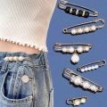 Pearl Brooch Clip Pants Jeans Skirt Brooches Adjustable Buckle Pants Waist Pin 5.5cm/7.5cm. 