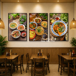 Tranh treo tường hủ tiếu dê trang trí decor quán ăn nhà hàng kèm đinh TT56