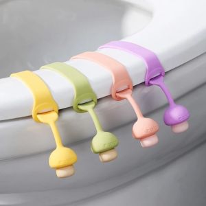 Dây Nhấc Nắp Bồn Cầu Hình Nấm Silicone – Combo 4 dây – Nâng Nắp Toilet Không Chạm Chống Vi Khuẩn